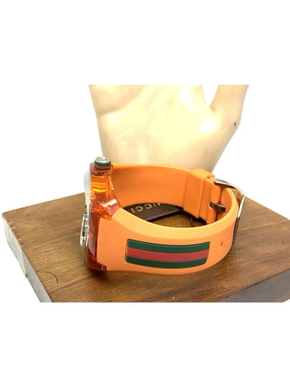 GUCCI Men's Watch SYNC YA137108 Swiss Quartz Orange Rubber Band 46mm
